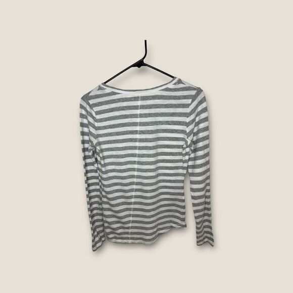 A Loves A Striped Gray/White Long Sleeve Tee Size Small - Picture 2 of 5